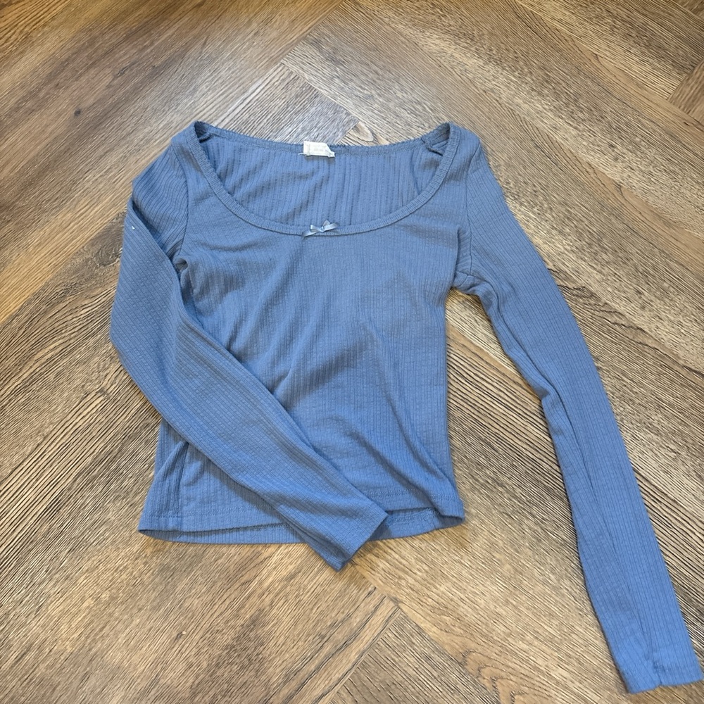 Cotton On Blue Ribbed Long Sleeve Top